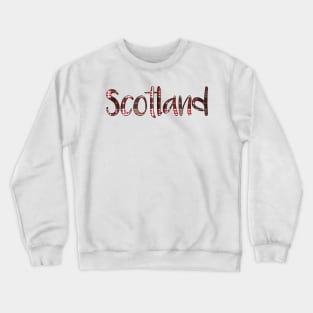 SCOTLAND, Red, Black and White Tartan Style Design Crewneck Sweatshirt